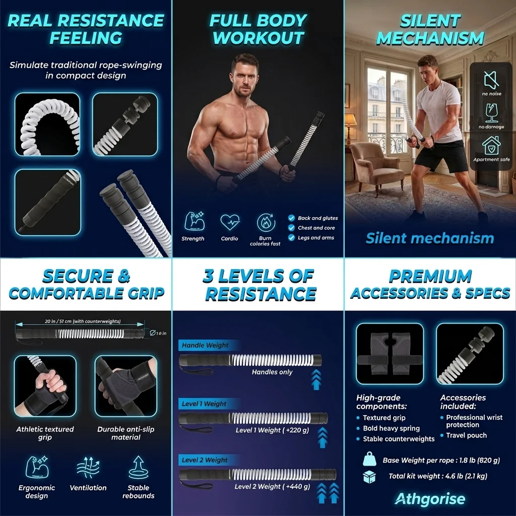 Waves, slams and circles with ATHGORISE Weighted Ropeless Battle Ropes