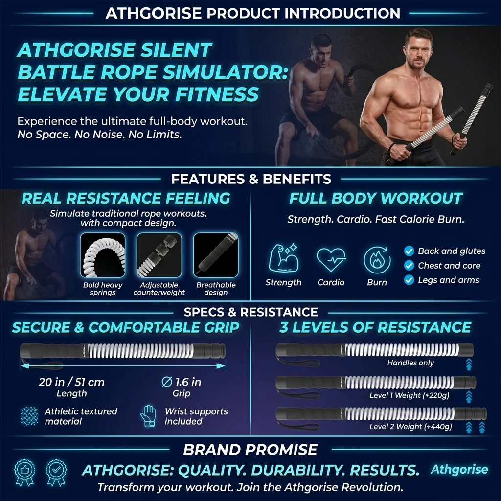 ATHGORISE Ropeless Battle Ropes used in a small home space